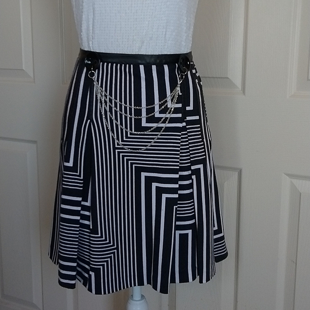 Calvin Klein box pleat skirt with chain detail